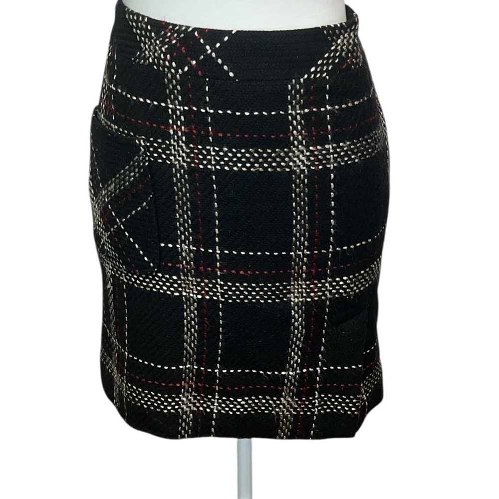 Loft Plaid Black And Red Skirt